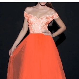 NWT Tariq Ediz Ball Prom Gown 92501 Orange sz 18